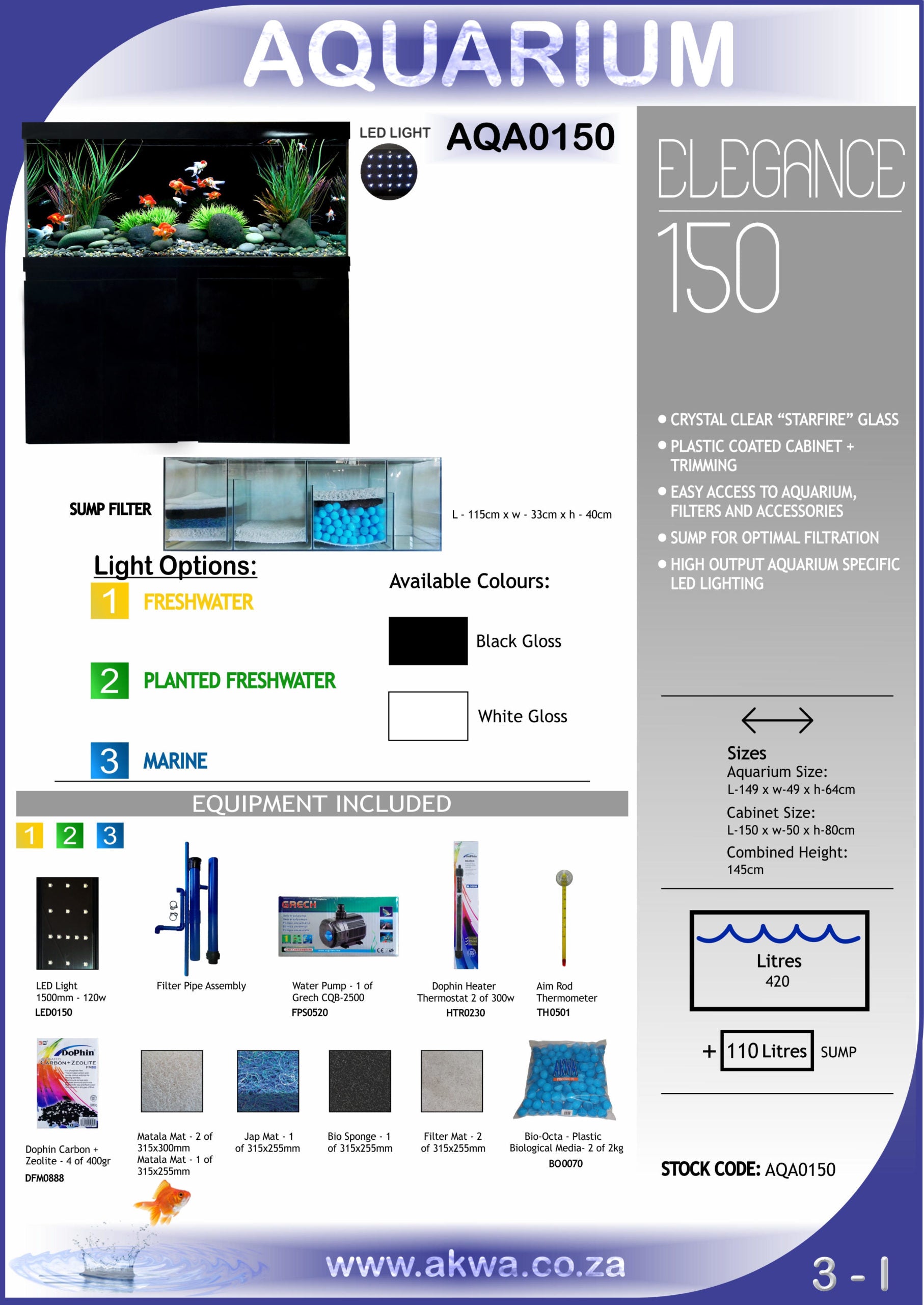 Elegance Aquarium – 480L – Premium Large Aquarium for Stunning Aquascapes & Fish Displays