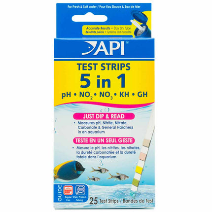 API 5-in-1 Aquarium Test Strips – 25 Strips