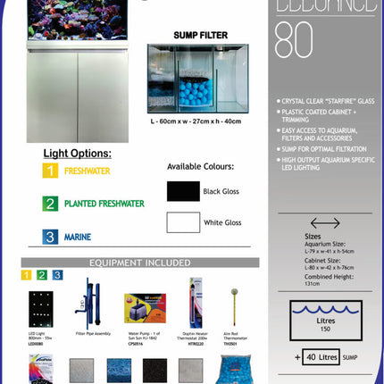 Aquarium – 80 cm - 180 L White Cabinet + Sump - 790 L x 410 W x 540 H