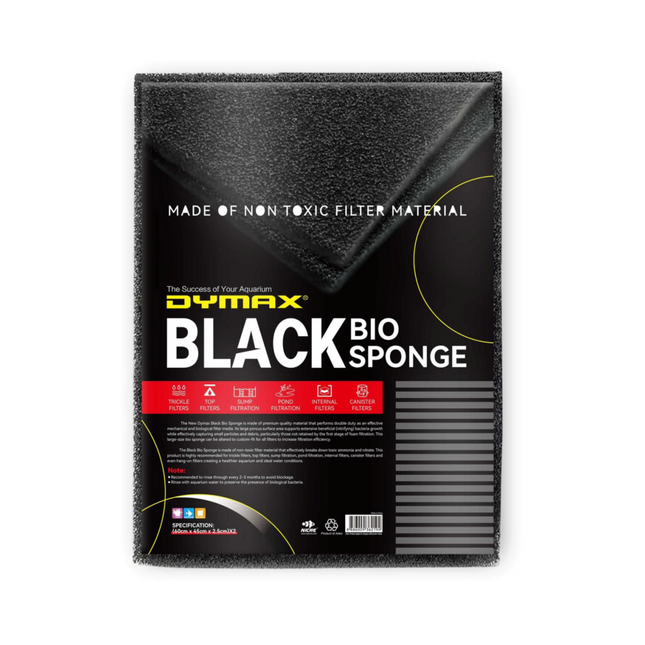DYMAX Black Bio Sponge – 60×45×5cm – Pack of 2 – High-Capacity Filtration for Large Aquariums