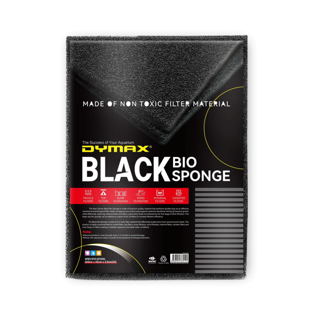 DYMAX Black Bio Sponge – 60×45×5cm – Pack of 2 – High-Capacity Filtration for Large Aquariums