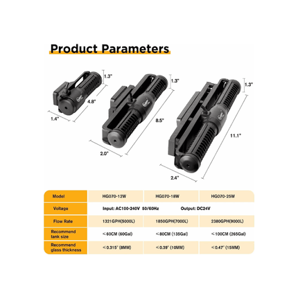 Hygger Cross-Flow Wave Maker – HG070 (12W / 18W / 25W)
