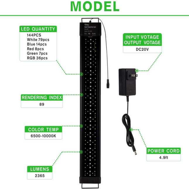 Hygger Program LED Light – HG-957  48W (76–91cm)