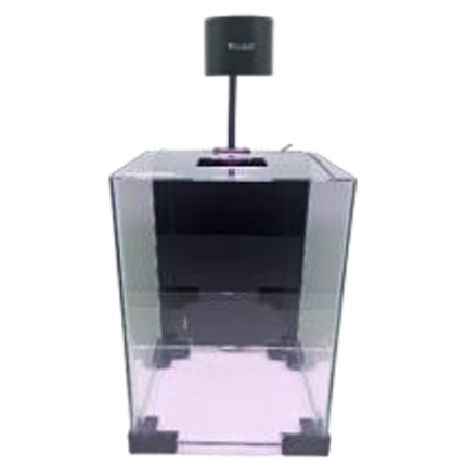 Mini Aquarium with Clear Acrylic Jump Cover & Light – Black Vinyl Back