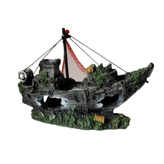 SUNKEN FISHING BOAT – XY-146 - 25 x 9 x 19cm