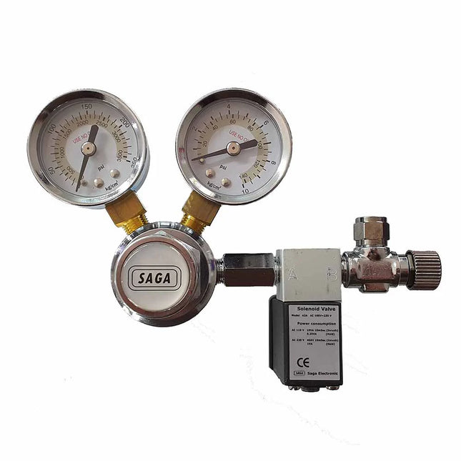 Saga CO2 Regulator Dual Gauge with Solenoid